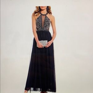 Navy Blue foot length formal dress